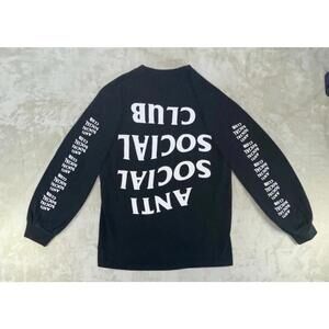 RARE Anti Social Social Club Black Graphic Long Sleeve  Men's T-Shirt Sz Small